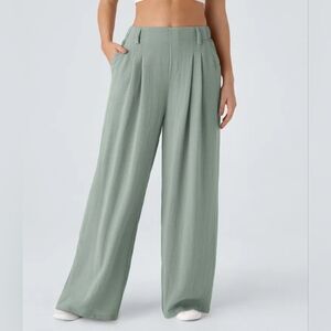 🦒 Halara High Waisted Flowy Pants Sage Green XL Tall